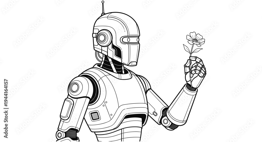 Obraz premium Robot Holding a Flower