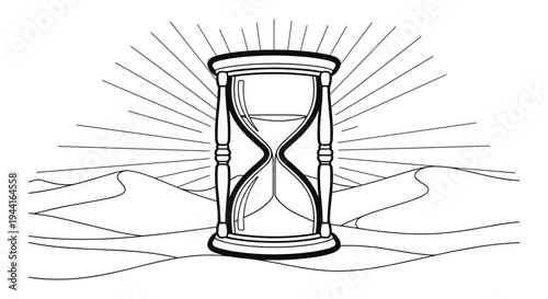 Hourglass in Desert Landscape