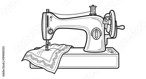 Vintage Sewing Machine Illustration