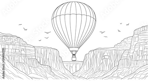 Hot Air Balloon Over Grand Canyon
