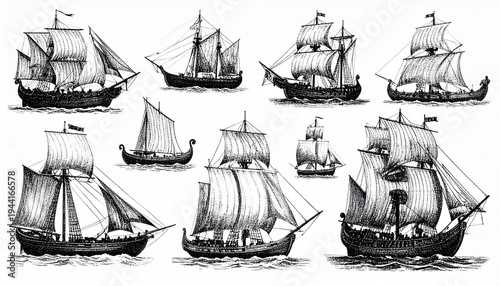 set of old ships
