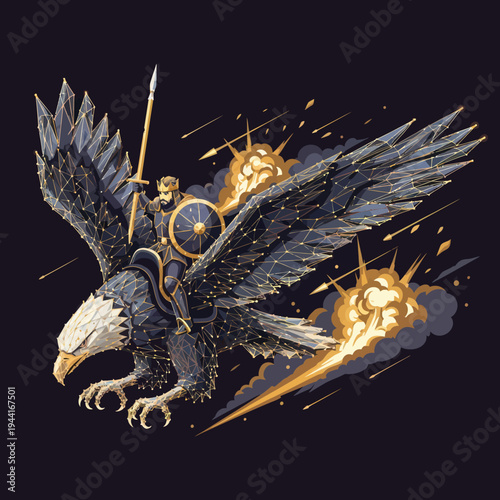 Eagle with Warrior Riding on Back.