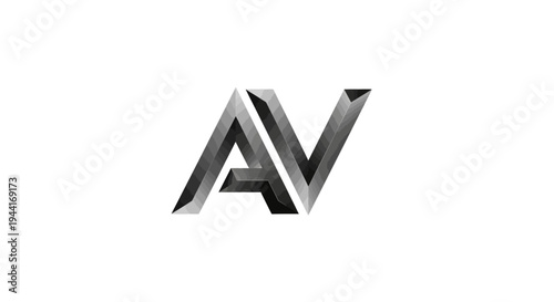 AV Letter Logo Design with Modern Creative Typography and Black and White Gradient.