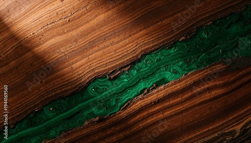 Incredible Cross-Section of Natural Wood with Vibrant Green Texture