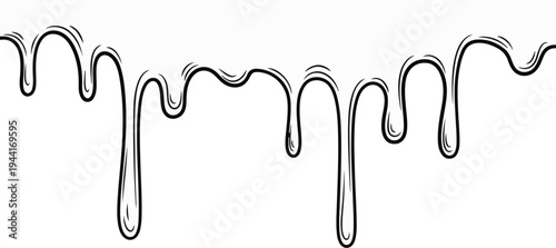 Black, hand-drawn, dripping paint or liquid effect on a white background