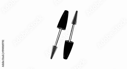 Two black mascara wands and tubes with bristled applicators shown