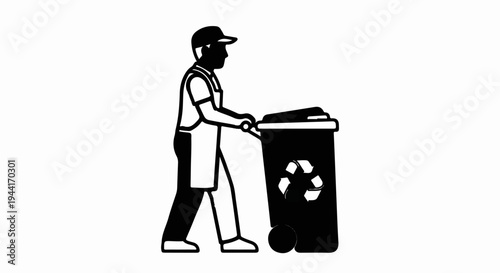 Worker with recycling bin
