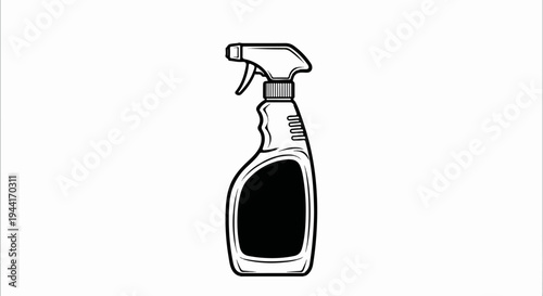 Silhouette of a black spray bottle with a ribbed neck, trigger, and handle