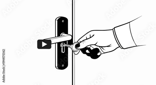 Hand holding key to unlock door