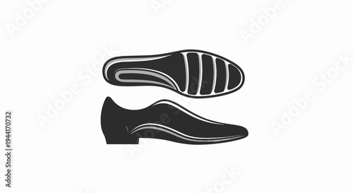 Stylized black shoe silhouette with sole detail