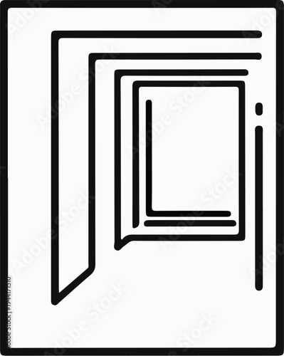 Stylized, abstract optical illusion of an interior corridor receding