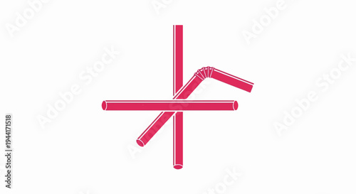 Red drinking straws arranged in a radial pattern with one bent