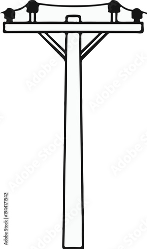 Simple line art illustration of a utility pole with overhead wires and insulators