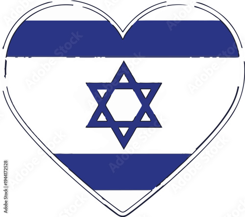 Heart shape with national flag colors and star symbol