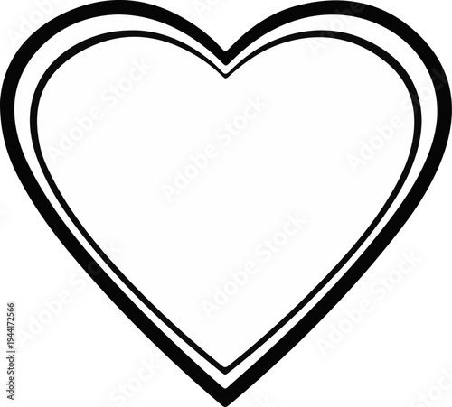 A simple black outline of a heart with a double border