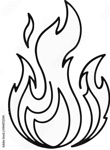 A simple line drawing of a stylized flame
