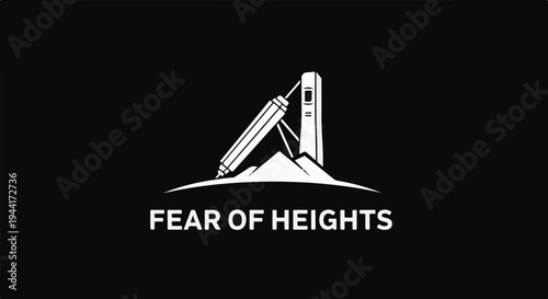 Abstract graphic with industrial structure and text against black