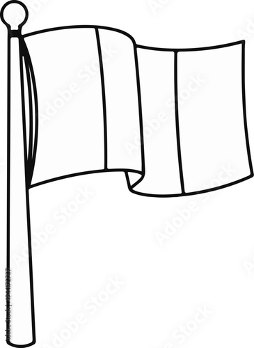 Simple line drawing of a flag on a pole waving in the wind