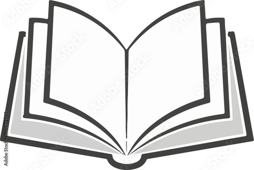 Open book with pages fanning out, presented in a simplified, stylized graphic