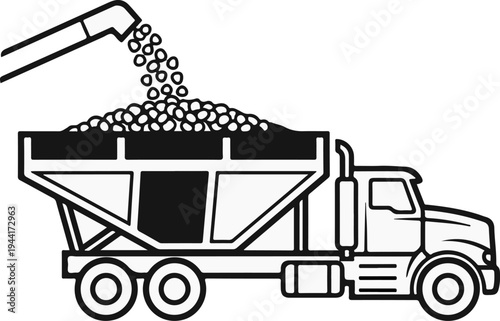 Truck unloading grain