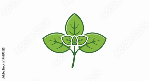 Simple illustration of a sprig of green leaves, suggesting freshness and nature