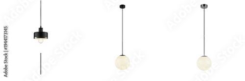 Bild auf Leinwand Modern Minimalist Pendant Light Collection with Glass Globe and Industrial Hangi