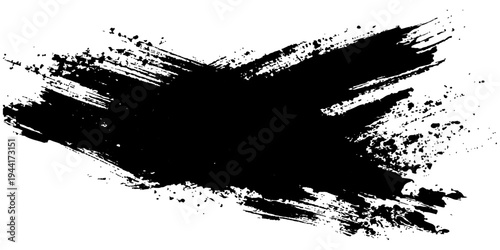 Abstract a striking black ink splash or brush stroke, the perfect artistic element, and design accent, creating an eye-catching graphic.