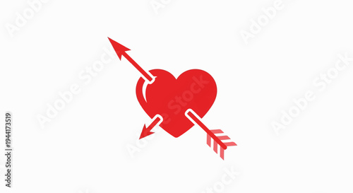 Red heart pierced by two arrows, symbolizing love and romance
