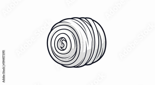 Simple hand-drawn illustration of a rolled-up white bandage with black outlines