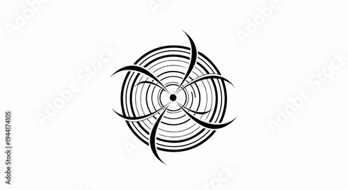 Abstract circular design with curved petal-like shapes radiating outwards