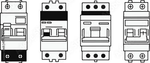 Four electrical circuit breaker outlines shown side by side