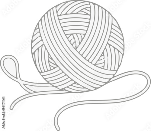 A simple line drawing of a ball of yarn with a loose end