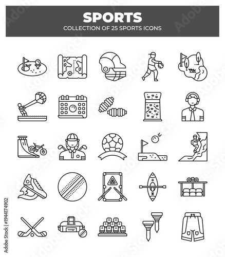 Collection of 25 Sports Icons. A Visual Guide to Various Games and Activities