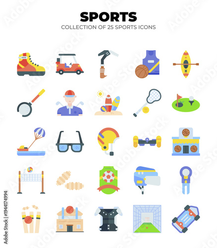 Collection of 25 Colorful Flat Sports Icons