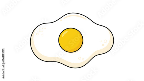 Simple cartoon illustration of a fried egg. Clean food graphic isolated on white background