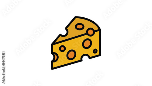 flat simple vector illustration of a cheese wedge. Isolated food graphic perfect for menus, kitchen designs, dairy concepts, and food icons.