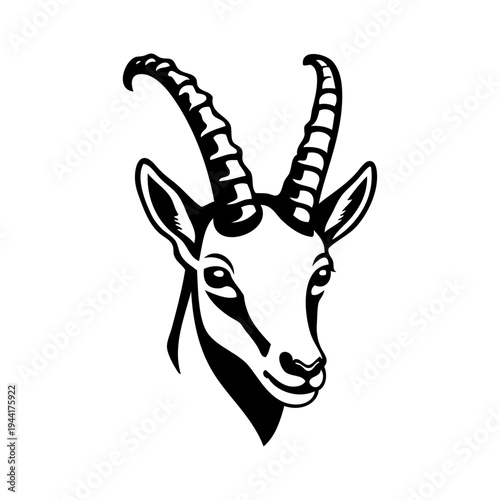 Dibujo sencillo con líneas de la cabeza de un rebeco