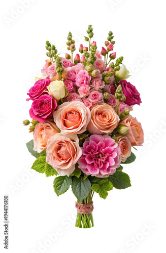Exquisite Bouquet of Pink, Peach, and Cream Roses with Greenery