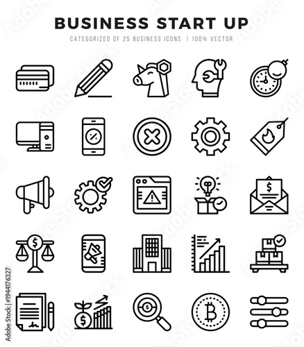 Business Start Up Lineal icons. Vector Lineal illustration.