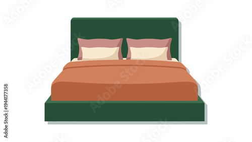 flat simple vector illustration of a bed