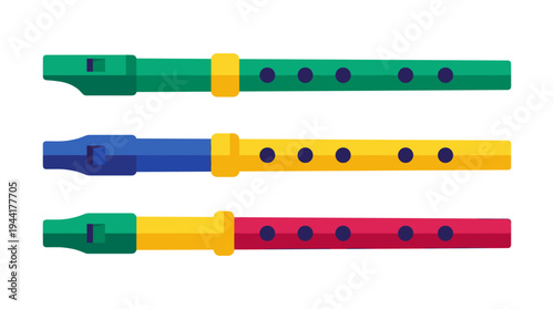 Colorful Flutes in a Row, Ready to Play a Tune