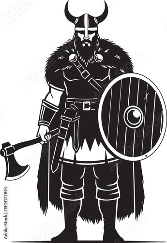 Viking Warrior with Axe and Shield, Norse Mythology, Ancient Scandinavia, Warrior Culture, Historical Figure, Medieval Combat