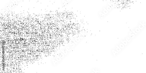 Abstract textured pattern of black dust or grit scattered across a white background, creating a gritty, distressed effect.