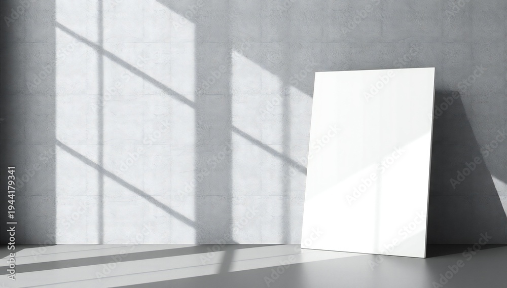 Obraz premium Sunlight casting geometric shadows on a white wall and a white object