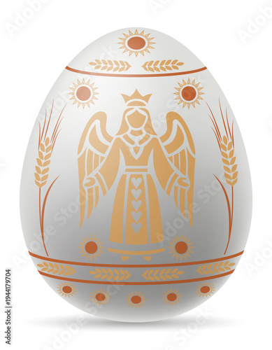ukrainian easter egg pysanka with traditional folk ornament vector illustration isolated on white background