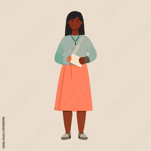 Casual Female Character with Crossbody Bag Illustration – Contemporary Fashion for Lifestyle, Diversity & Digital Design