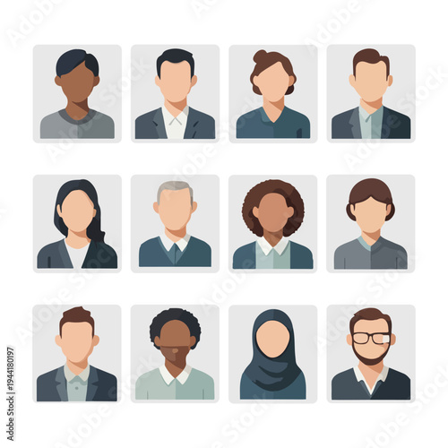 Wallpaper Mural Diverse Avatar Icons Set Illustration – Inclusive Profile Pictures for UI, Apps & Web Design Torontodigital.ca