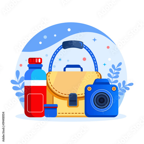 A flat style illustration depicting sling bag