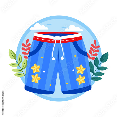A flat style illustration depicting shorts