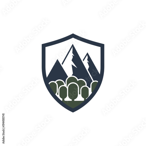 Mountain Landscape Shield Logo Design 2.